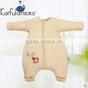 100% Cotton Newborn Infant Baby Anti Kicking Foot Sleeping Bag With Detachable Sleeves for Winter thumbnail-1