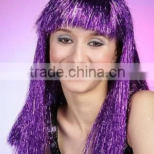 Wild Cherry Wig, Tinsel Synthetic Wigs,purple Football Fans Wigs thumbnail-1