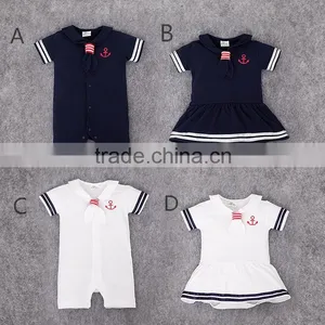 New Arrive Good Quality Orange Sailor Suit Lovely Cotton Girls and Boys Baby Clothes Wholesale Price thumbnail-1