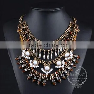 High Quality Vintage Rhinestone Chunky Statement Necklace Tin Alloy Fashion Women Pendant Necklace 6390123 thumbnail-2