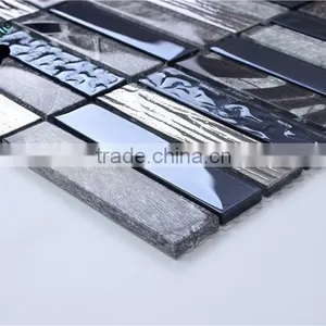 SMJ09 Beauty Strip Mosaic Crystal Glass Mosaic Design Mixed Silver Metallic Mosaic Art Decorative Mosaic thumbnail-4