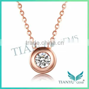 Wholesale Fashion Rose Gold Necklace Round Brilliant Cut Moissanite Diamond Pendants Charms thumbnail-1