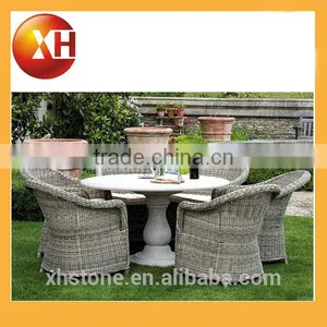 Garden Round Marble Top Dining Table for Park Furniture thumbnail-5