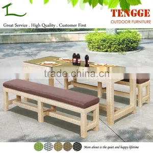 Long Bench Design Synthetic Rattan Bar Table Set thumbnail-1