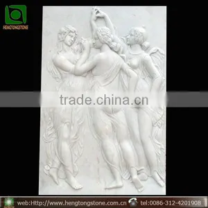 Hand Carved The Three Graces White Marble Relief Sculpture thumbnail-1