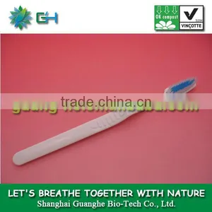 100% Compostable PLA Eco-friendly Disposable Toothbrush White thumbnail-1