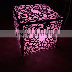 Hot Sale Stainless Steel Frame Glass Top LED Wedding Table thumbnail-1