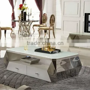 C371Stainless Steel Marble Top Dining Table thumbnail-2