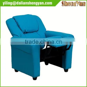 Contemporary Light Blue Kids Recliner With Cup Holder and Headrest thumbnail-5