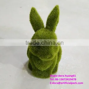 H080612 Fake Green Grass Rabbit Small Plastic Rabbits Artificial Decorative Rabbit thumbnail-3