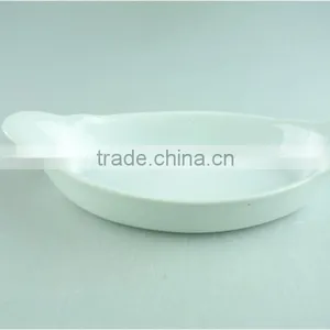 Stocklot Cheap Handle Ceramic White Ceramic Oval Bakeware thumbnail-2