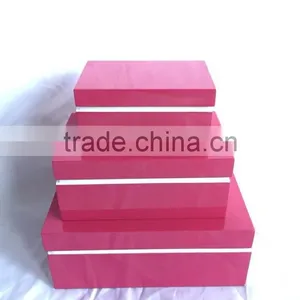 High Quality Best Selling Eco Friendly Set of 3 Pink Color Box in Rectangular Design From Vietnam thumbnail-1
