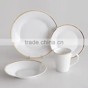 16pcs Porcelain Dinner Set With Gold Line,porcelain Dinnerware Set With Gold Lines,ceramic Gold Line Dinner Set thumbnail-1