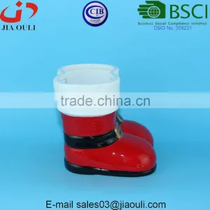 BSCI Audit Factory Ceramic Christmas Flower Pot, Boot Shape Planter thumbnail-4