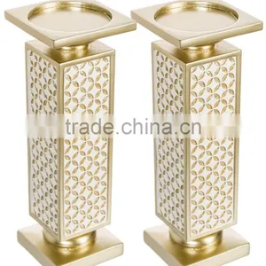 Diamond Lattice Pillar Candle Holders, Set of 2 for Wedding/ Birthday Decoration thumbnail-2