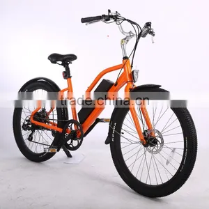 26 Inch 48V 350W Electric Beach Cruiser Bike With Full Suspension for Lady thumbnail-2