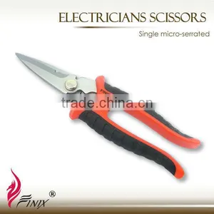 8" Satin Finish & Single Micro-serrated Blade Electricians Scissors thumbnail-1