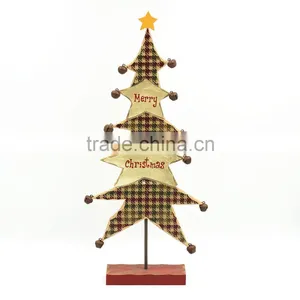 2017 New Design Mini Table Xmas Tree Decoration Carving Wood Artificial Christmas Tree With Bells thumbnail-1