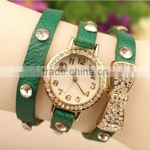 2014 High Quality Women Leather Vintage Watches With Bow thumbnail-4