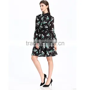 2017 Domin Fashion Printing Chiffon Fabric Dresses Online thumbnail-5