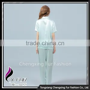 CXTZ01 Wholesale Cheap Ladies Silk Pajamas Home Wear With Pockets thumbnail-5