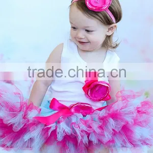 Wholesale Childrens Chiffon Clothes Baby Girls Tutu Skirts Cute Girls Skirt Ribbon Lace Details Hot Pink Girls Skirts thumbnail-1