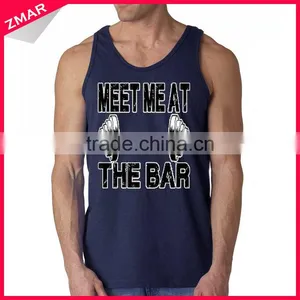 Custom Fashion Design Printed Wholesale Mens 100% Cotton Gym Tank Top thumbnail-1