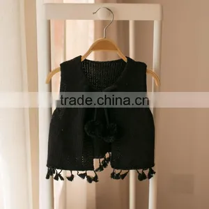 S32899W New Children Knitting Sleeveless Sweater Princess Kids Fashion Tassel Solid Vest thumbnail-3