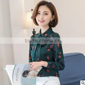 New Models Blouses Fashion Elegant Office Blouse Work Wear Loose Printed Women Formal Tops and Blouses thumbnail-1