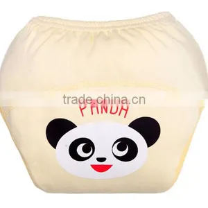 Yellow Panda Pattern Printed 100 Cotton Reusable Baby Cloth Diaper thumbnail-1