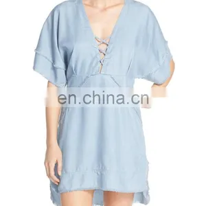 C103 Lace Neck Cover Up Tunic Beach Kaftan thumbnail-1