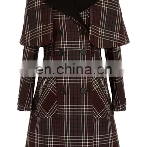 New Fashion Grid Women Coat ,fashion Design Long Lady Coat thumbnail-1