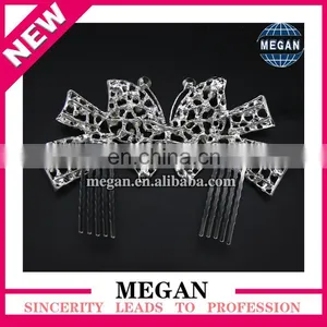 Silver Rhinestone Tiara Comb Headdress Butterfly Crown Hair Comb thumbnail-2