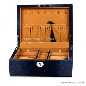 Custom Logo Luxury Jewelry Gift Box Ring Necklace Fabric Jewelry Storage Box With Lock Design thumbnail-1