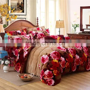Competitive Price Oem Elegant Home Textile 4 Pcs Micro Fleece Flowel Print Guy Bedding Sets thumbnail-1