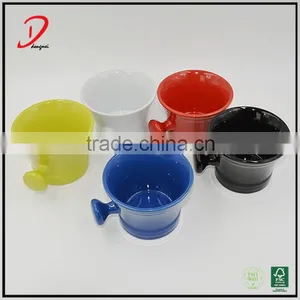 Wholesale Private Label Blue Ceramic Shaving Bowl With Handle thumbnail-5