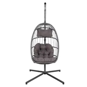Modern Style Single Seat Garden Swing Chair 2025 New Launch KD Rattan Hanging Chair for Bedroom Courtyard Gym and Outdoor Furniture thumbnail-1
