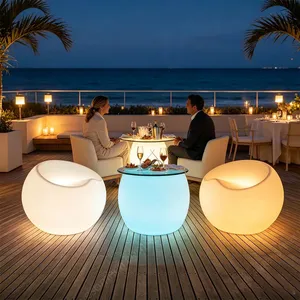 Luminous Illuminated Outdoor Bar Furniture LED Glowing Table Chair Set for Nightclub Garden Party Events thumbnail-1