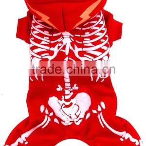 Wholesale Luminous Shock Dragon Spring Autumn Single Layer Skeleton Pattern Red Dog Clothes Pet Garment thumbnail-4