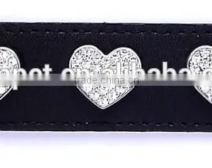 Full Covered White Rhinestone Heart Rivets Metal Accessories for Pet Dog Collars thumbnail-1