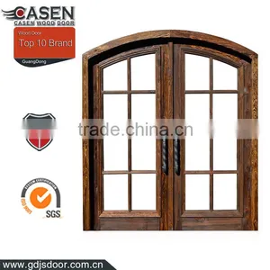 Exterior Solid Wood Arched Top French Doors Design thumbnail-1