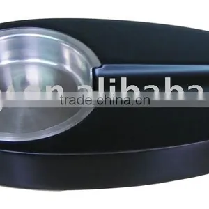 Oval Wooden and Stainless Cigar Ashtray thumbnail-1
