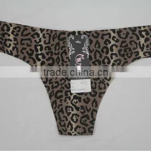 2014 Seamless Leopard Print Mature Womens Sexy Thong Panties thumbnail-1