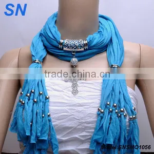 Diamond Inlay Cross Necklace Jewelry Fringed Scarf thumbnail-1