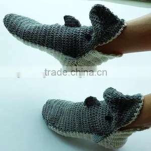 Funny 100% Cotton Pure Handmade Women Crochet Shark Socks thumbnail-3