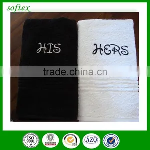 Wholesale His and Hers Embroidery Design Terry Bath Towel 100% Cotton thumbnail-5