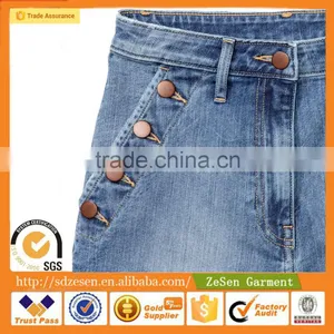 2016 Wholesale Women Short Denim Shorts Side Pockets With Buttons thumbnail-4