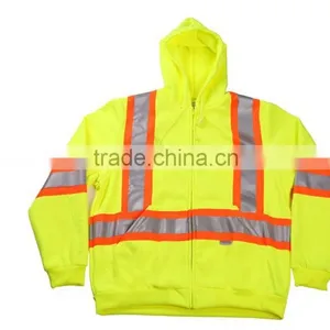 China Wholesale Clothing Cheap High Visible Winter Reflective Jacket Single Brushed Fleece Fashion Hoodie Safety Coat thumbnail-1