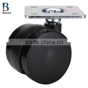 2016 Shenzhen Hot-sale 2 Inches Black Nylon Plate Swivel Plastic Furniture Caster Double Wheels for Suitcase thumbnail-1