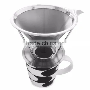 Pour Over Coffee Cone Stainless Steel Coffee Filter Brewer With Pour Over Coffee Stand Coffee Dripper thumbnail-2